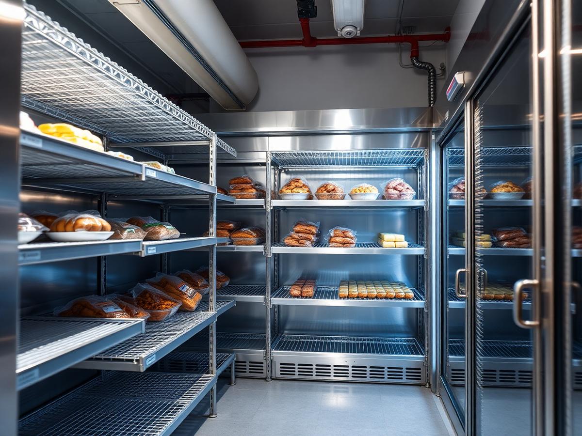 Commercial cold room refrigeration with stainless shelving